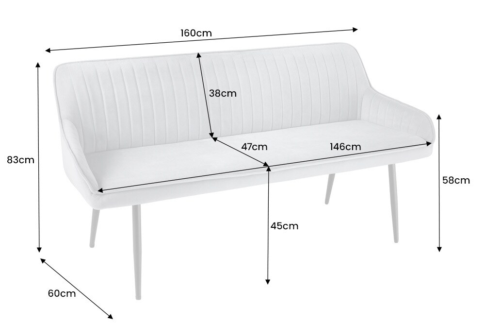 riess-ambiente Sitzbank TURIN - 160cm braun schwarz Metallbeine mit Armlehne