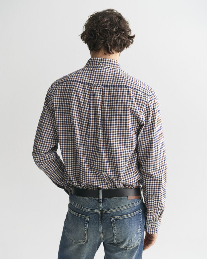 Gant REG LIGHT TWILL GINGHAM SHIRT Cacao