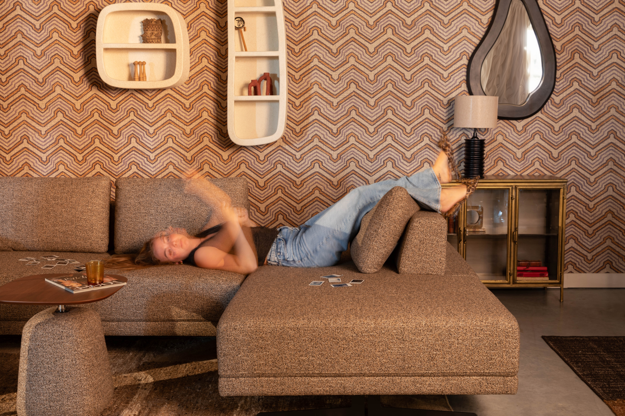 Bank Shelly Off-wit rechts Chaise Longue