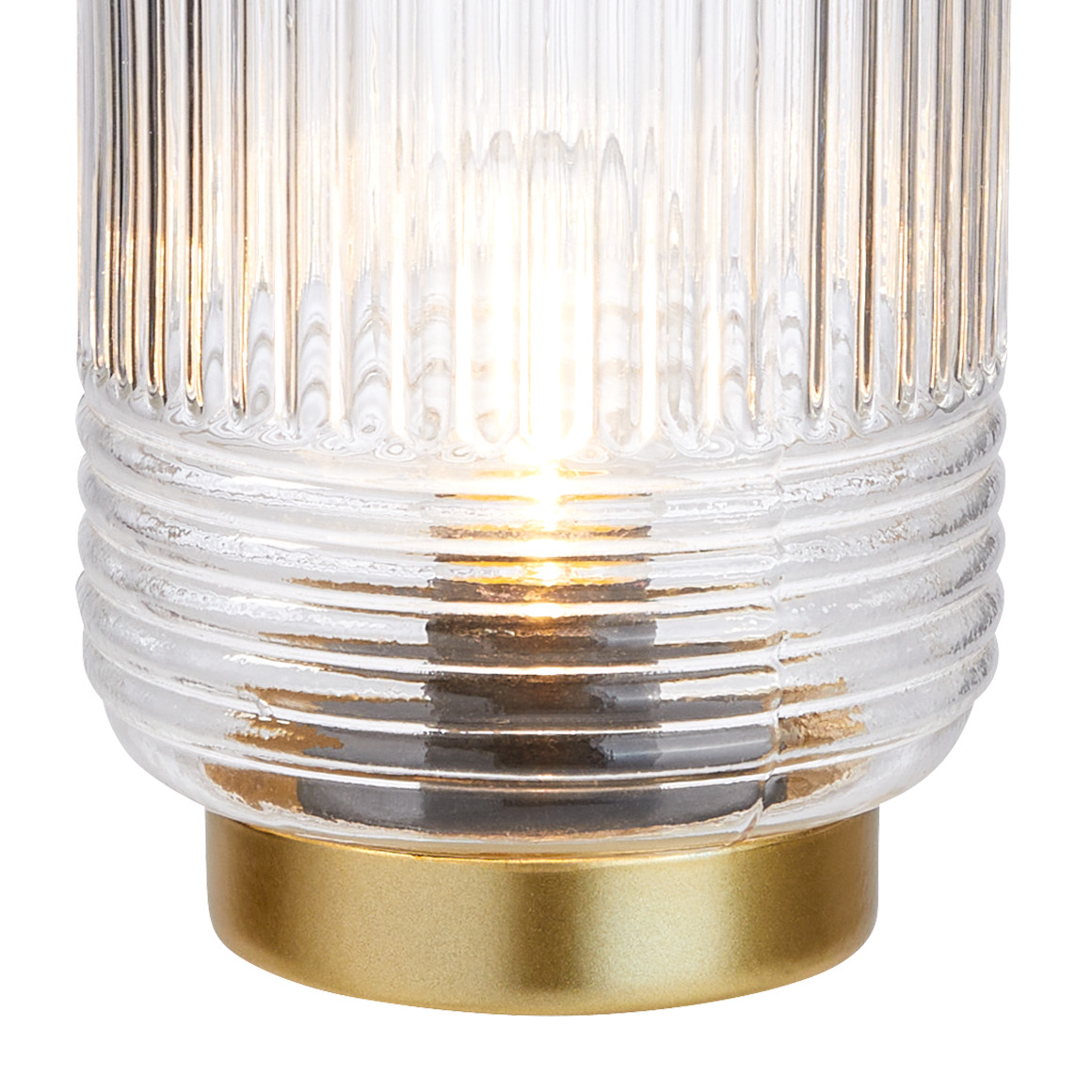My Home Kleine Tischleuchte aus Glas glasklar / gold
