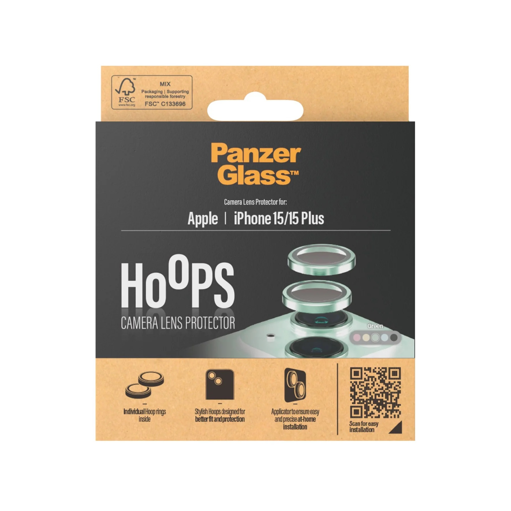 Hoops iPhone 15 / iPhone 15 Plus Kameraschutz Objektiv Ring Protector Abdeckung (1191) - Grün