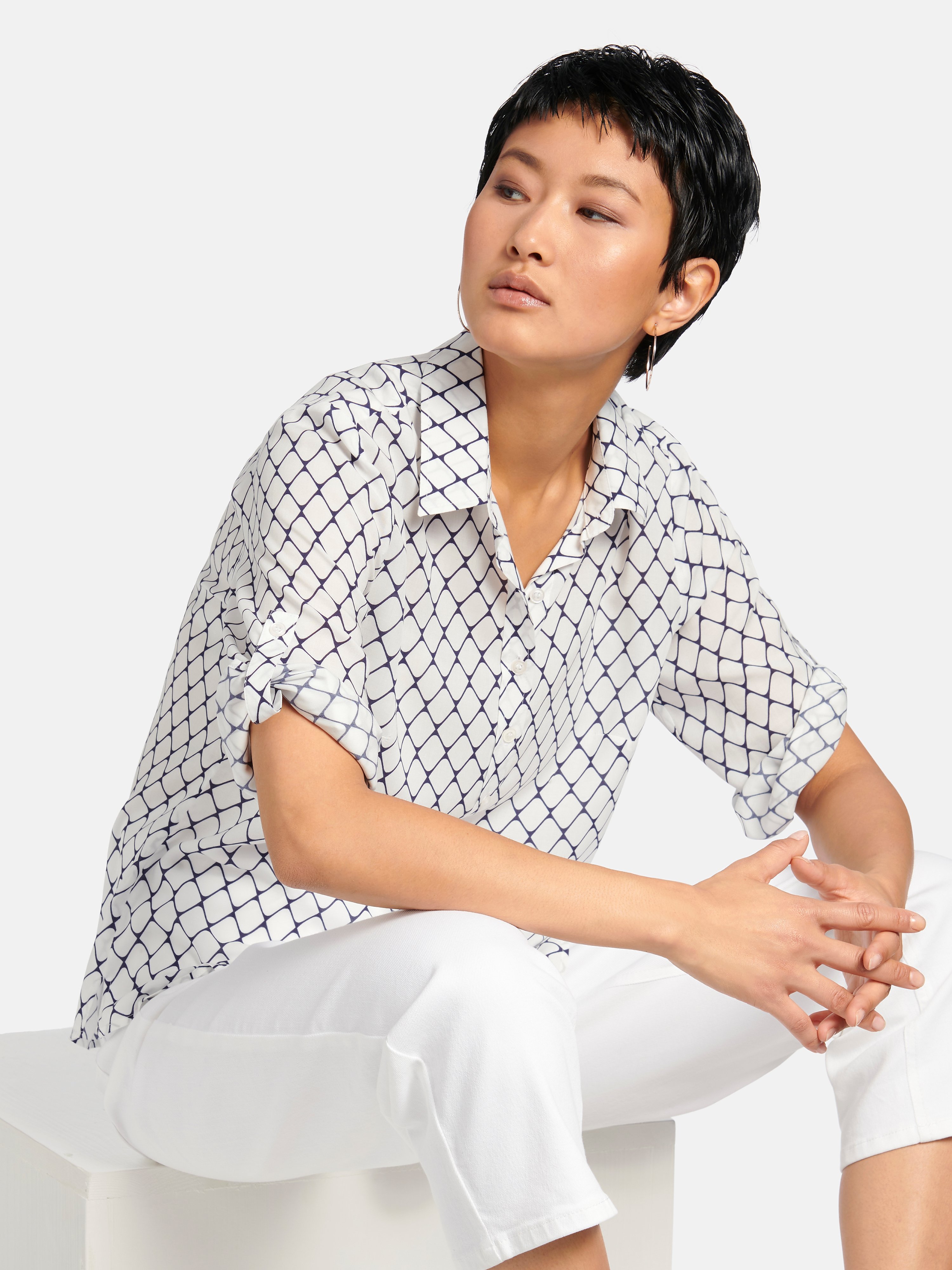 Bluse mit 3/4-Arm zum Krempeln