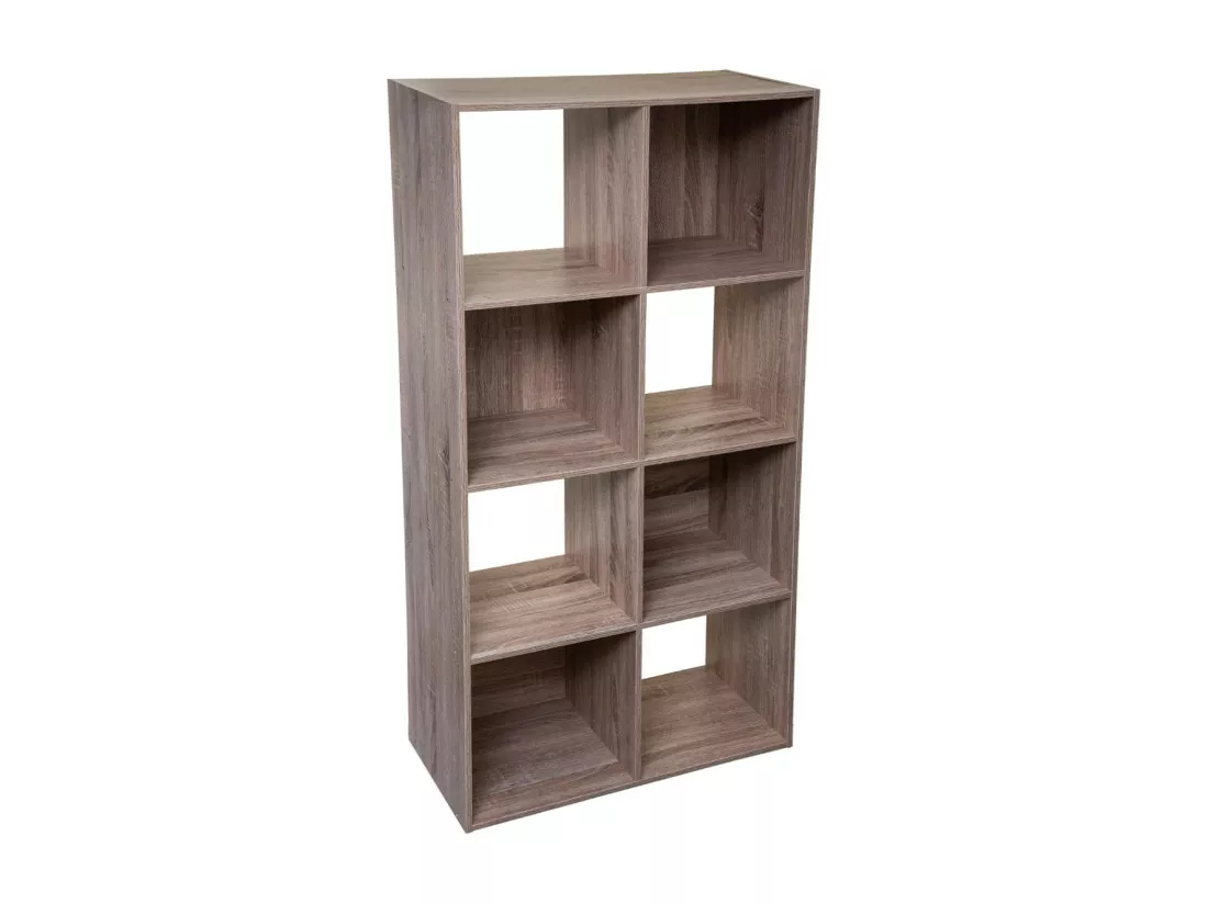 Meuble Étagère 8 cases de rangement effet bois naturel H 134 cm