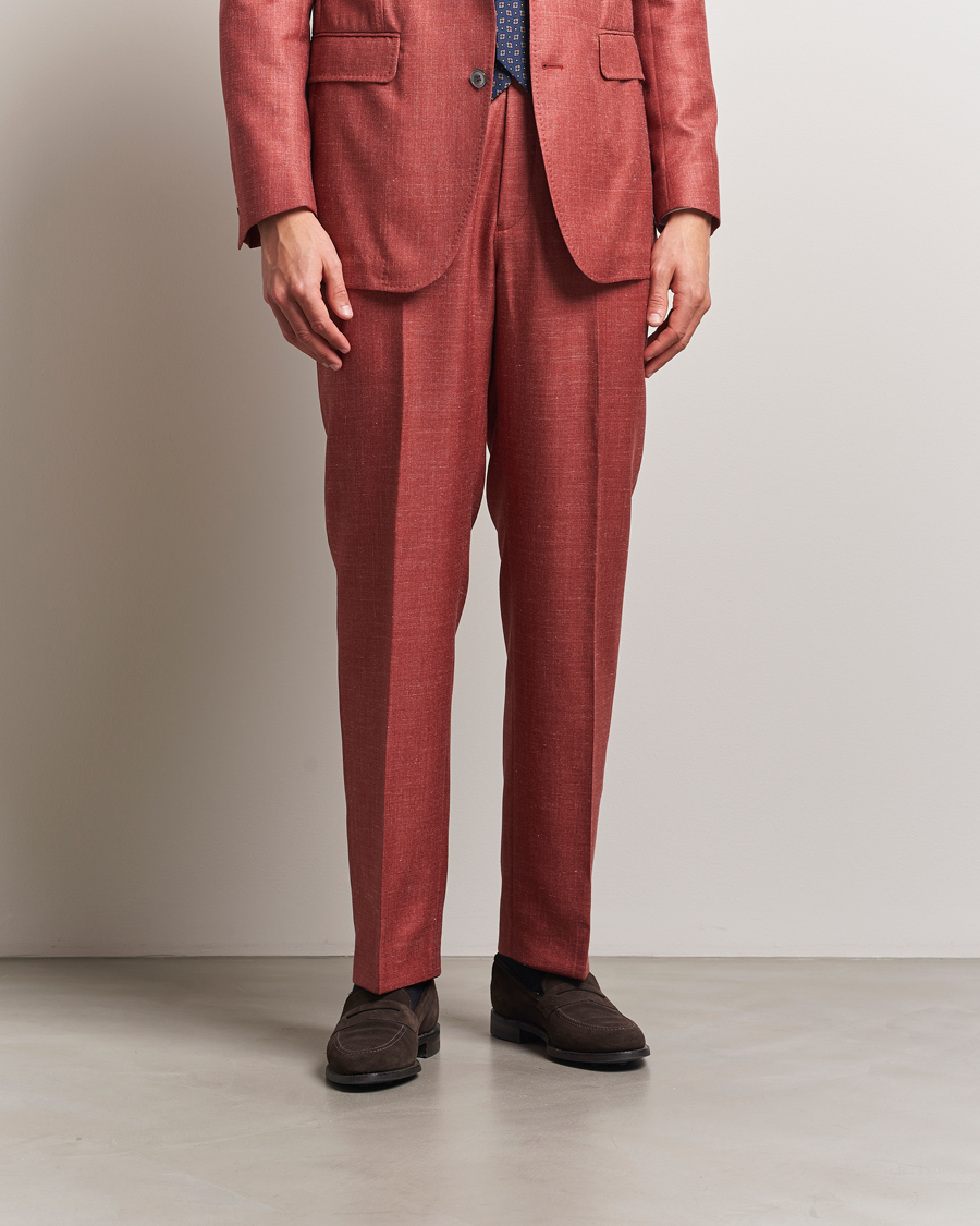 Oscar Jacobson Del S Wool/Silk/Linen Trousers Red