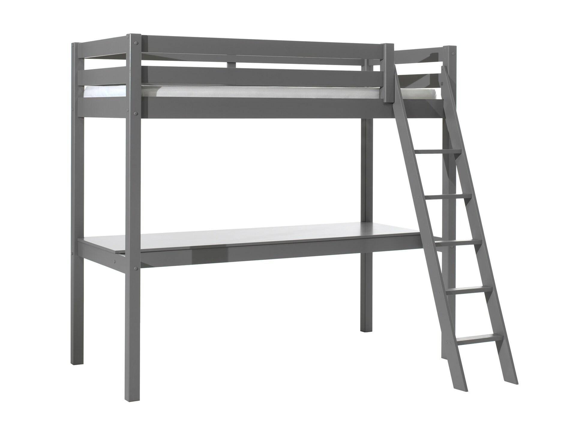 Hochbett mit Liegefläche 90 x 200 cm und großer Schreibtischplatte versch. Farben