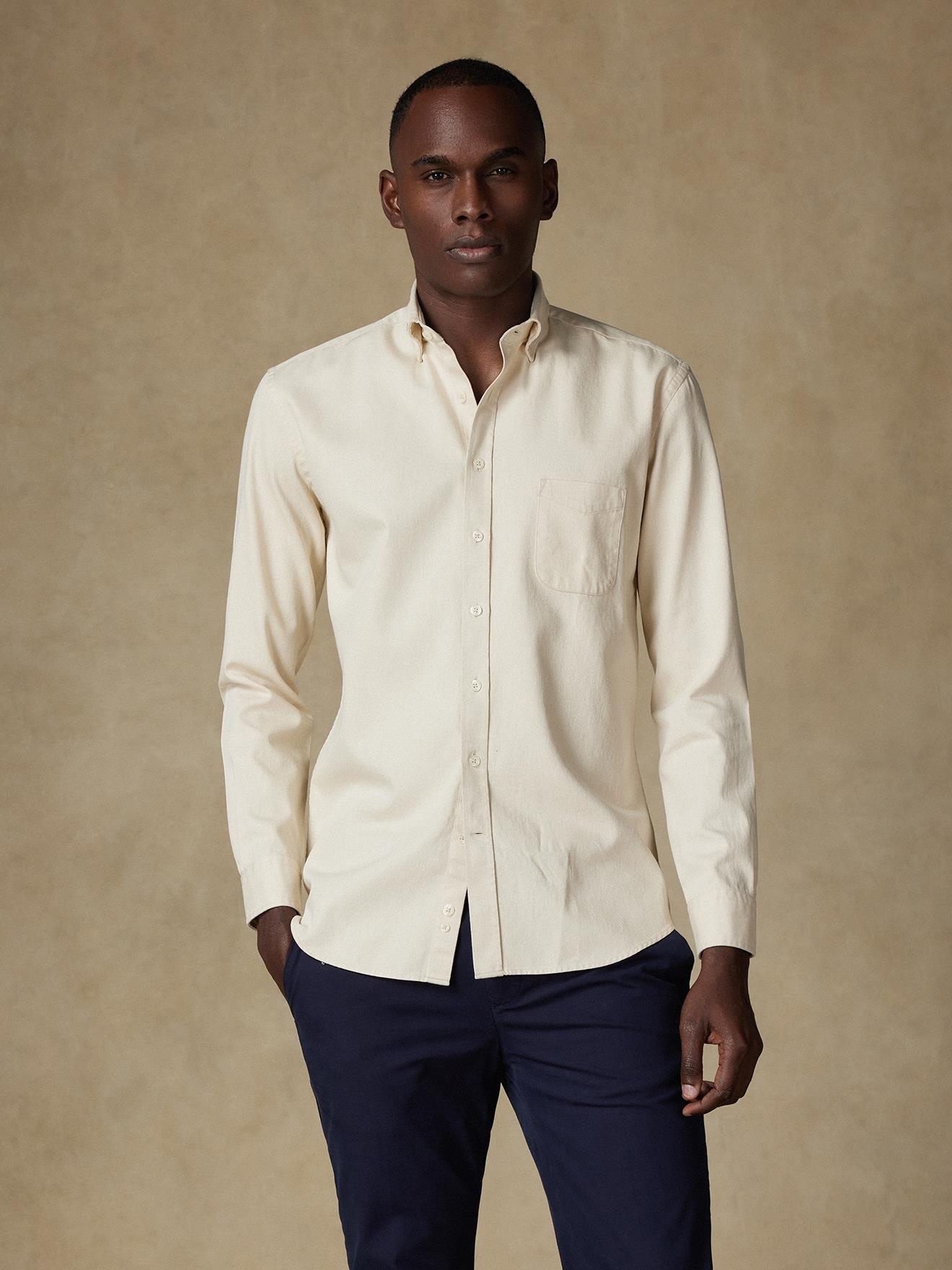 Chemise Gustav en denim écrue- Col Boutonné
