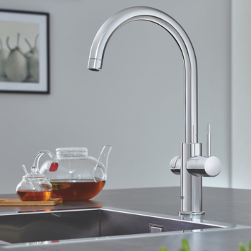 Grohe Red Compact Keukenkraan met C-uitloop en 4 liter Kokend Water Boiler Chroom