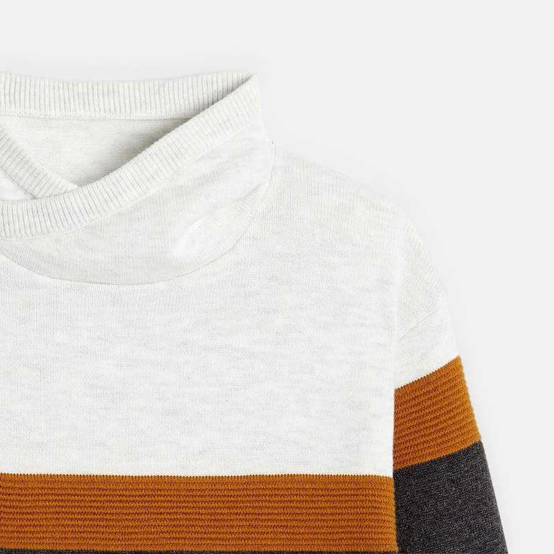 Pull d'hiver col snood gris garçon