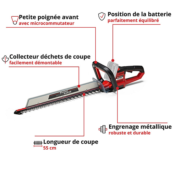 Taille-haie sans fil sur batterie Einhell 18V 55 cm (sans batterie)