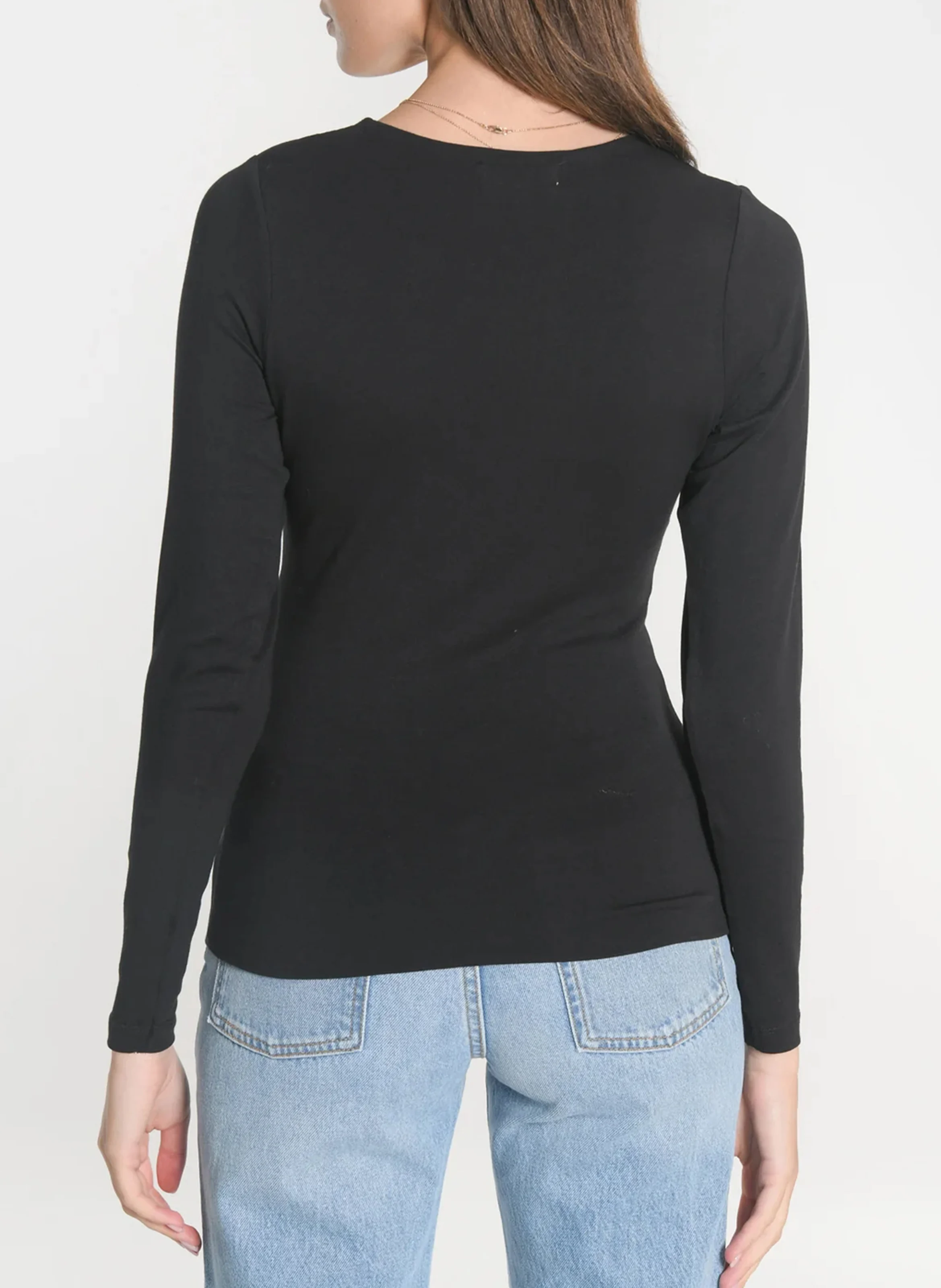 CURT - Tee-shirt cintré col rond en coton stretch | Noir
