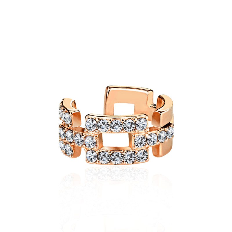Bague d'oreille couleur or rose avec strass
