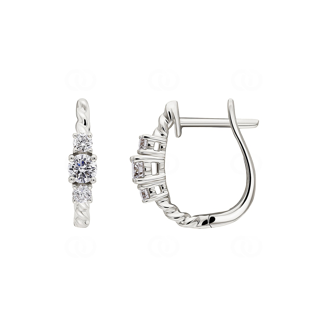 Kreolen 750/18 K Weissgold mit Diamanten 0.34 ct H/si