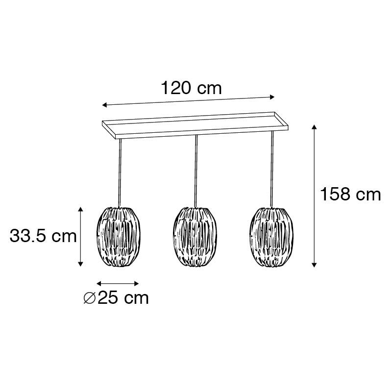Hanglamp bamboe met wit langwerpig 3-lichts - Canna Capsule