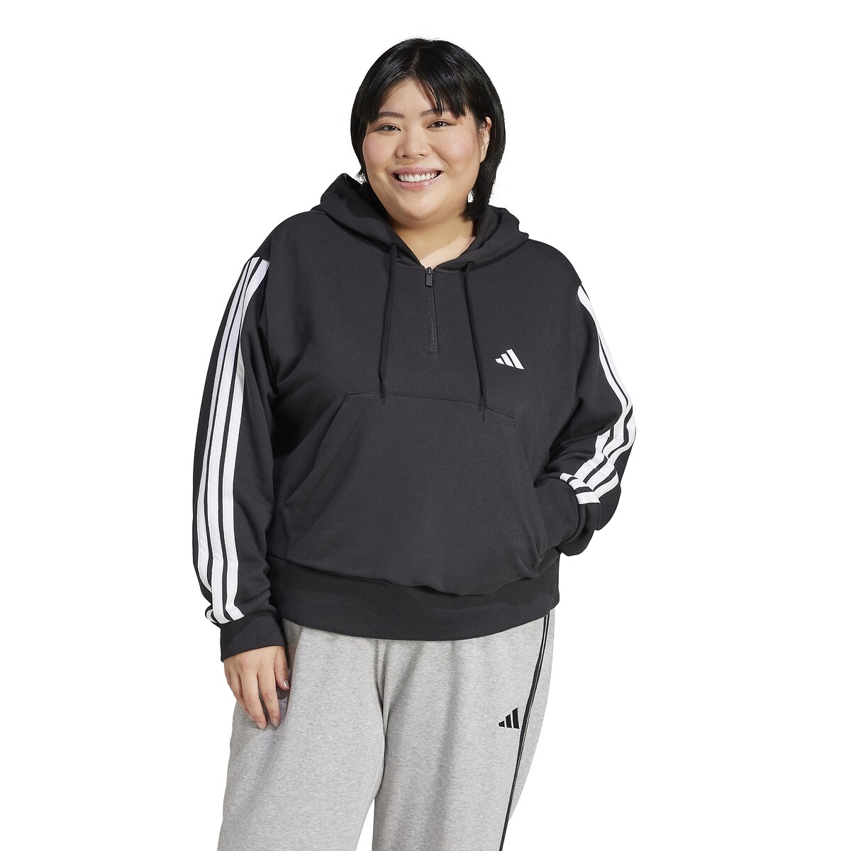 ADIDAS SPORTSWEAR<br>Moletom com zíper Essentials 3-Stripes (Grande tamanho)