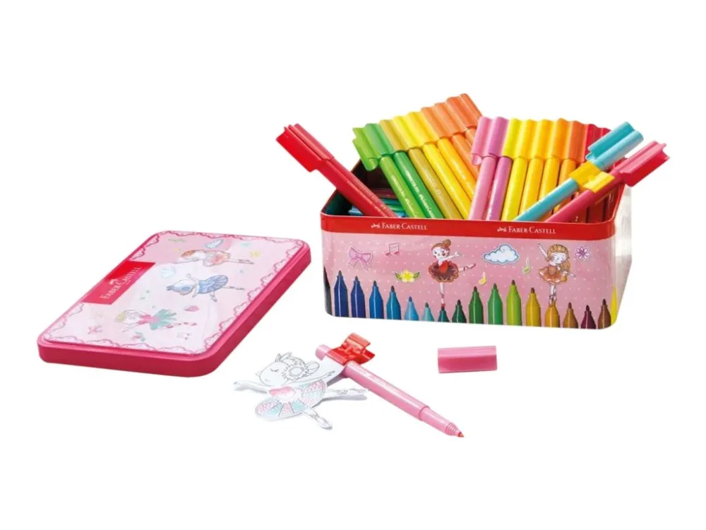 Faber-Castell Connector Ballerina tusser - med 33 stk. ass. farver i metalæske