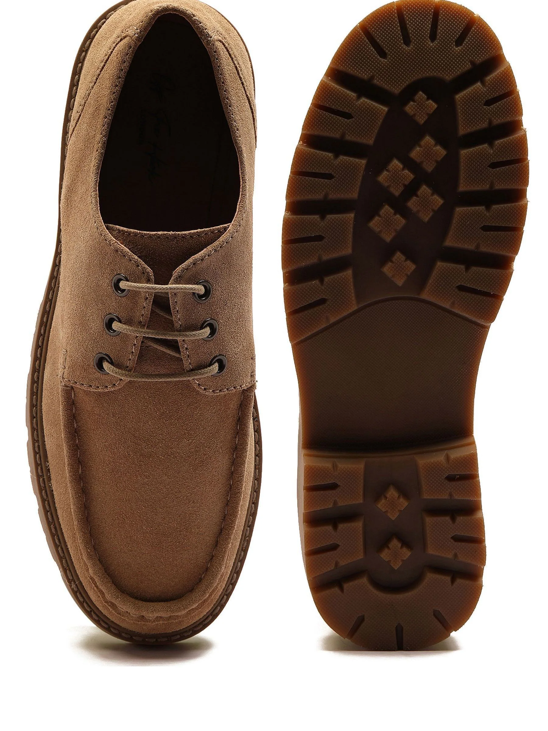 Lichtbruin - Off The Hook Harvey Suede Leather Casual Lace-Up Boat Shoes