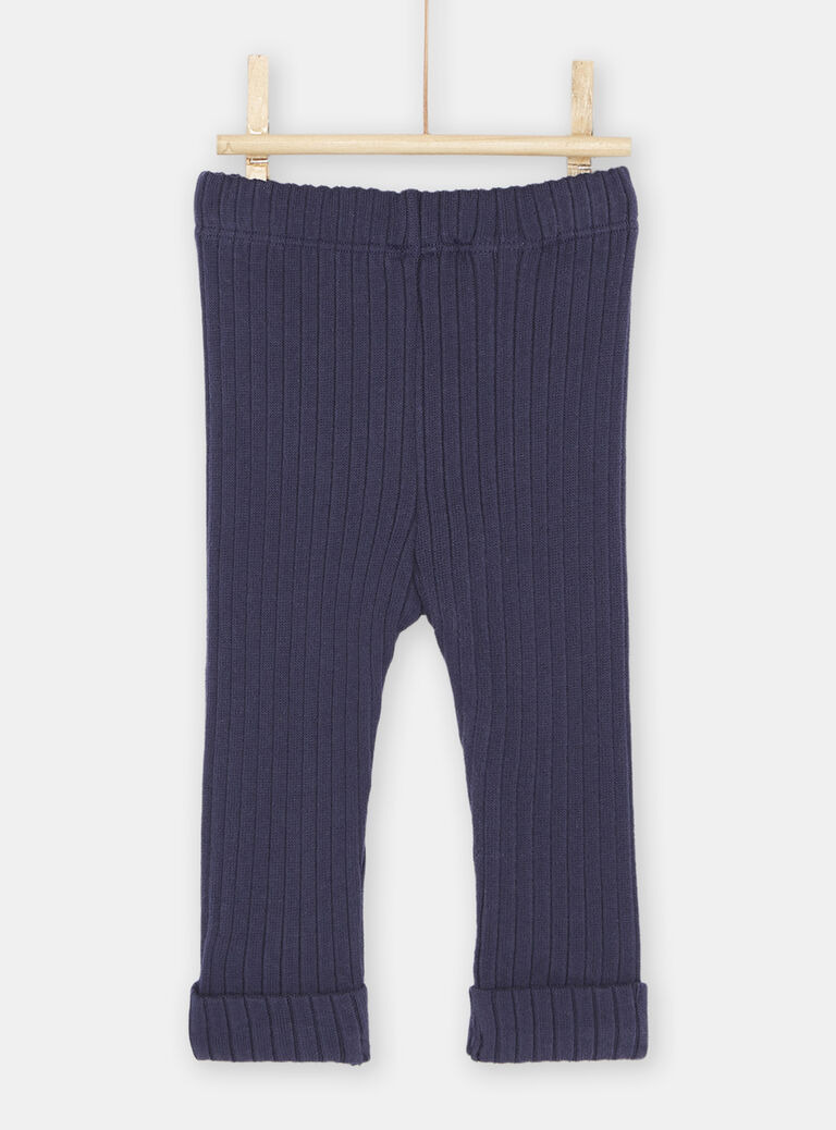 Legging côtelé bleu marine bébé fille