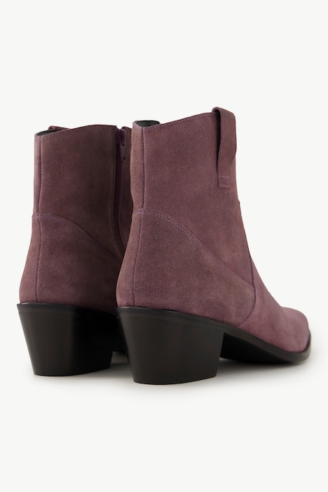 Leder-Stiefeletten, Veloursleder, Cowboystiefel, Weite H
