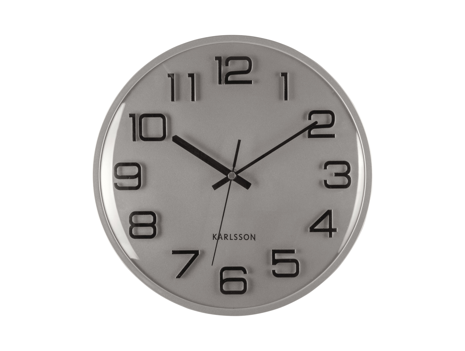 Wall clock 3D Numbers silver w. black