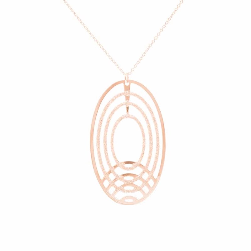 Collier Argent Rose Horizon Ovale Scintillant