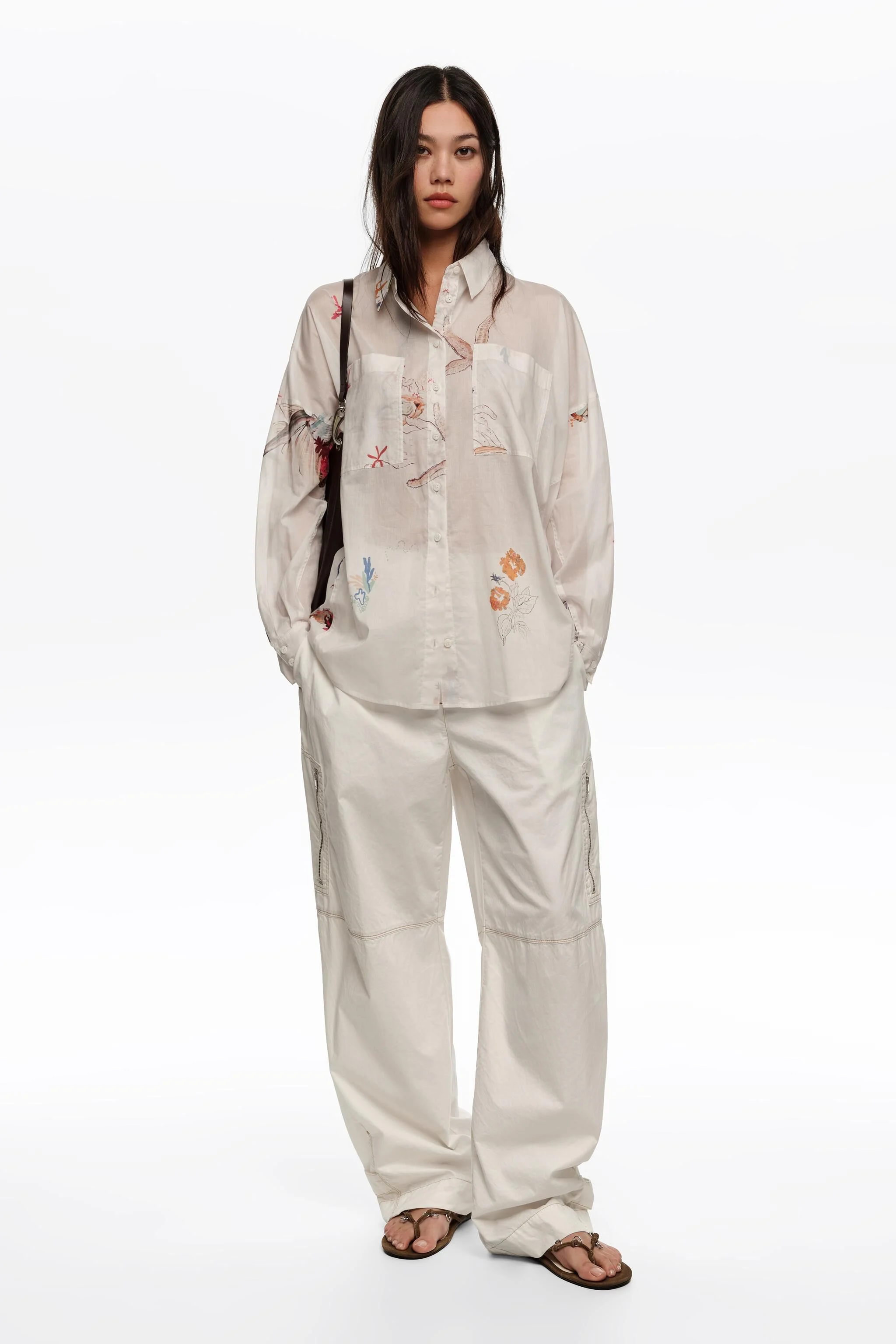 Camisa oversized de algodão off-white Seabed