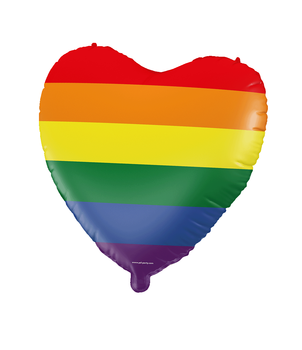 Hart Helium Ballon Regenboog Leeg 46cm