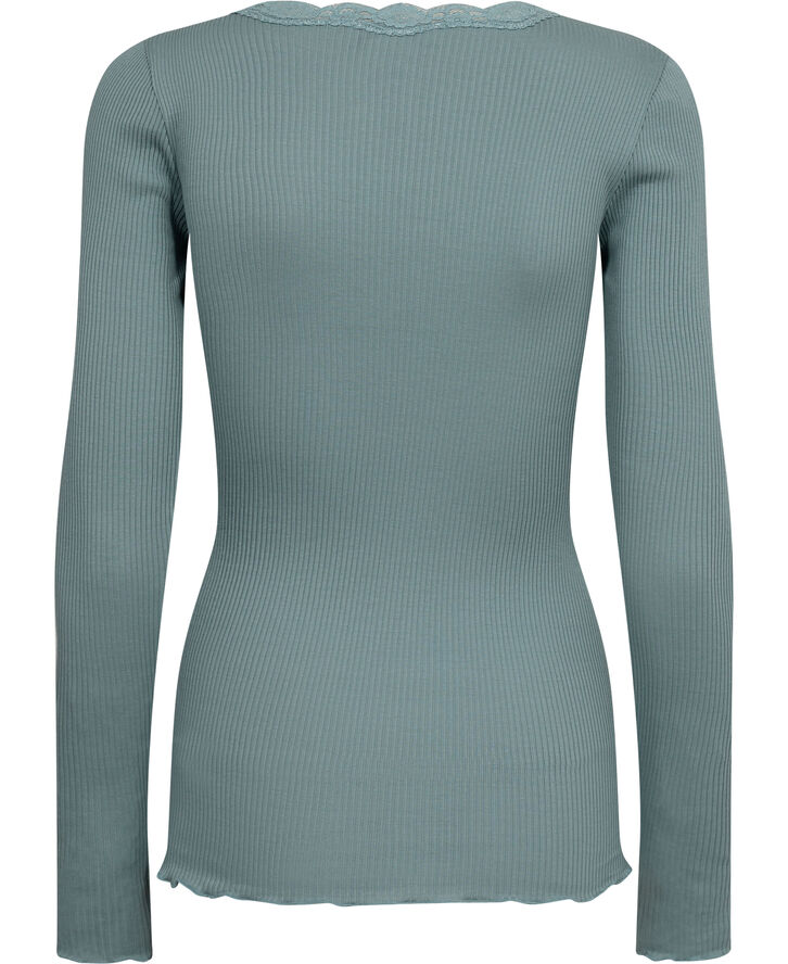 Rosemunde Organic t-shirt w/ lace Støvet blå