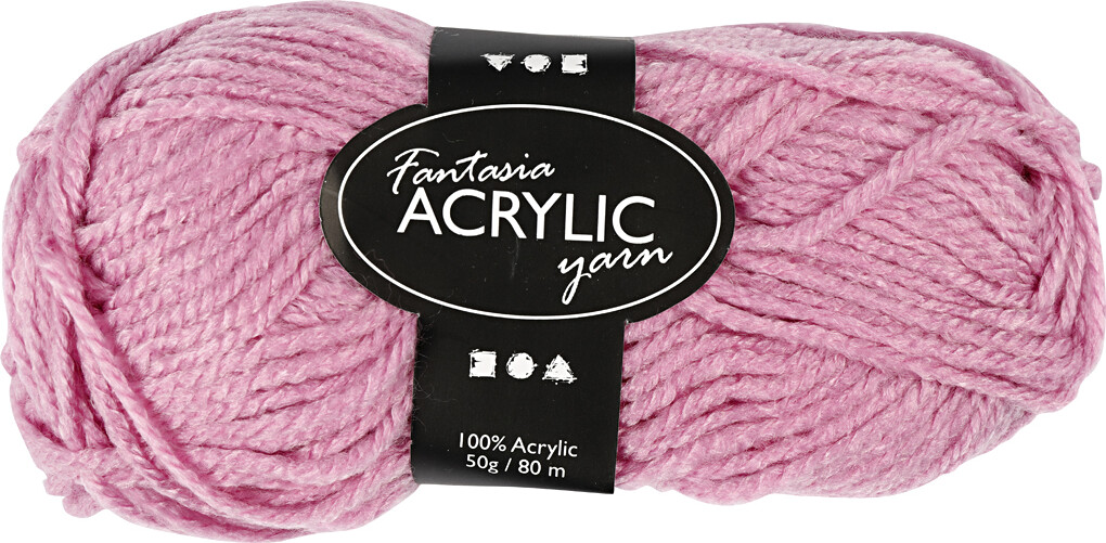 Akrylgarn - L 80 M - Rosa - 50 G