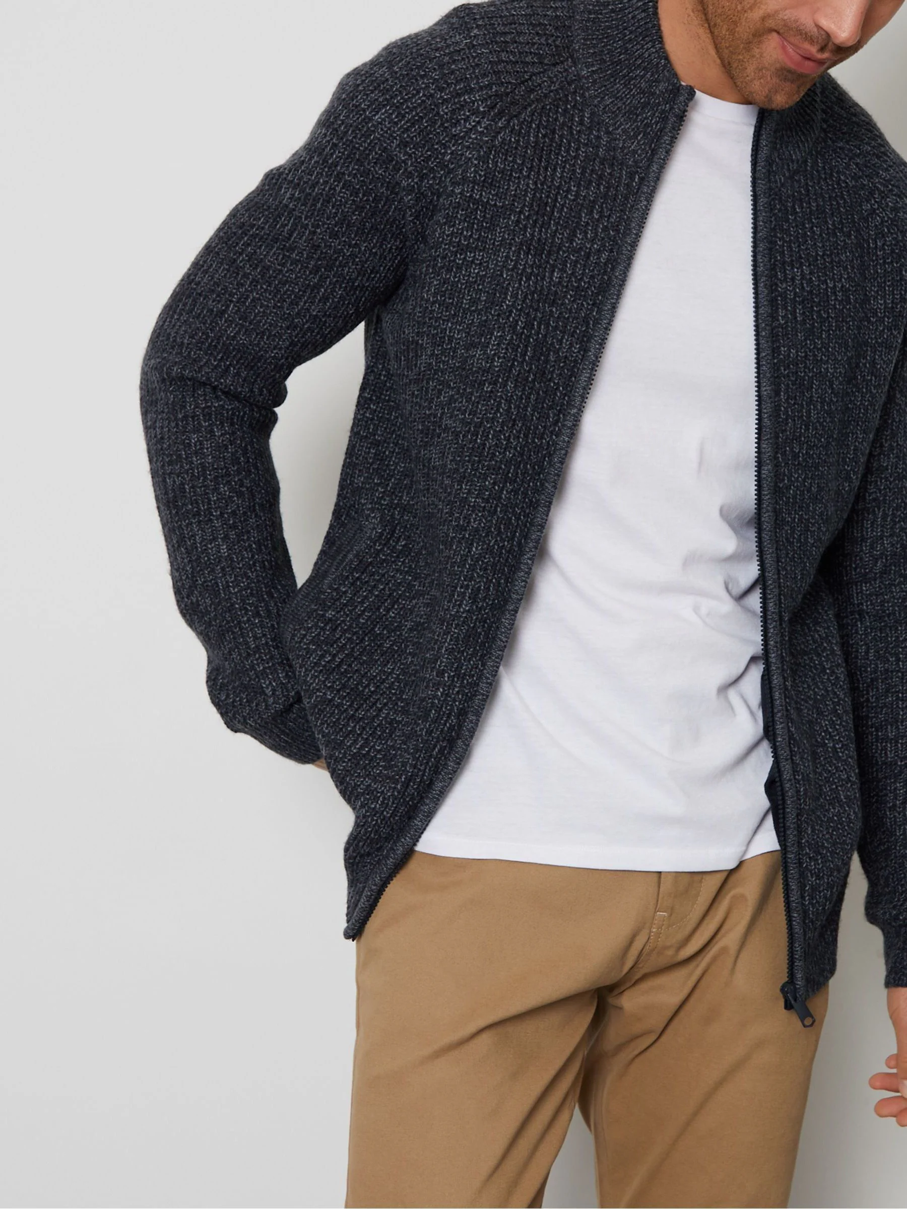 Marineblauw - Threadbare vest met ritssluiting