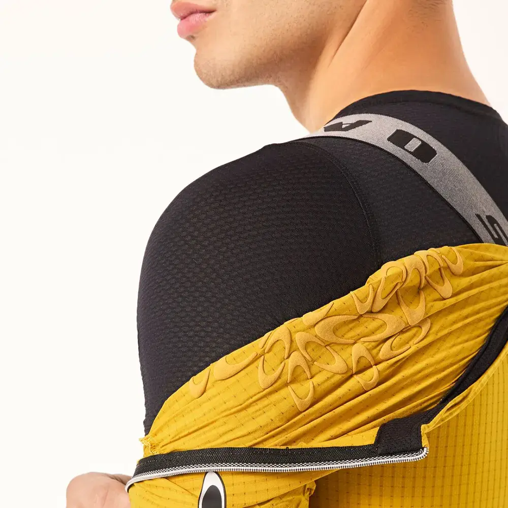Q36.5 x Oakley Gridskin Pinstripe Fietsshirt Korte Mouwen Geel Heren
