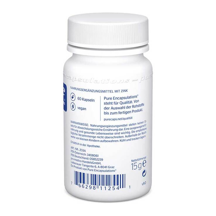 Pure Encapsulations Zink Zinkcitrat Kapseln, 60 St