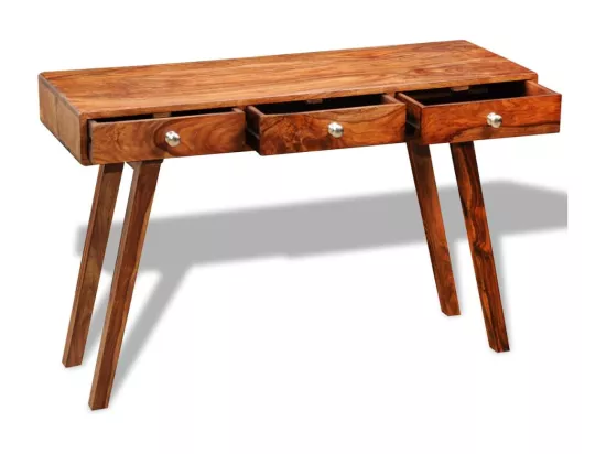 Table console avec 3 tiroirs 76 cm Bois massif