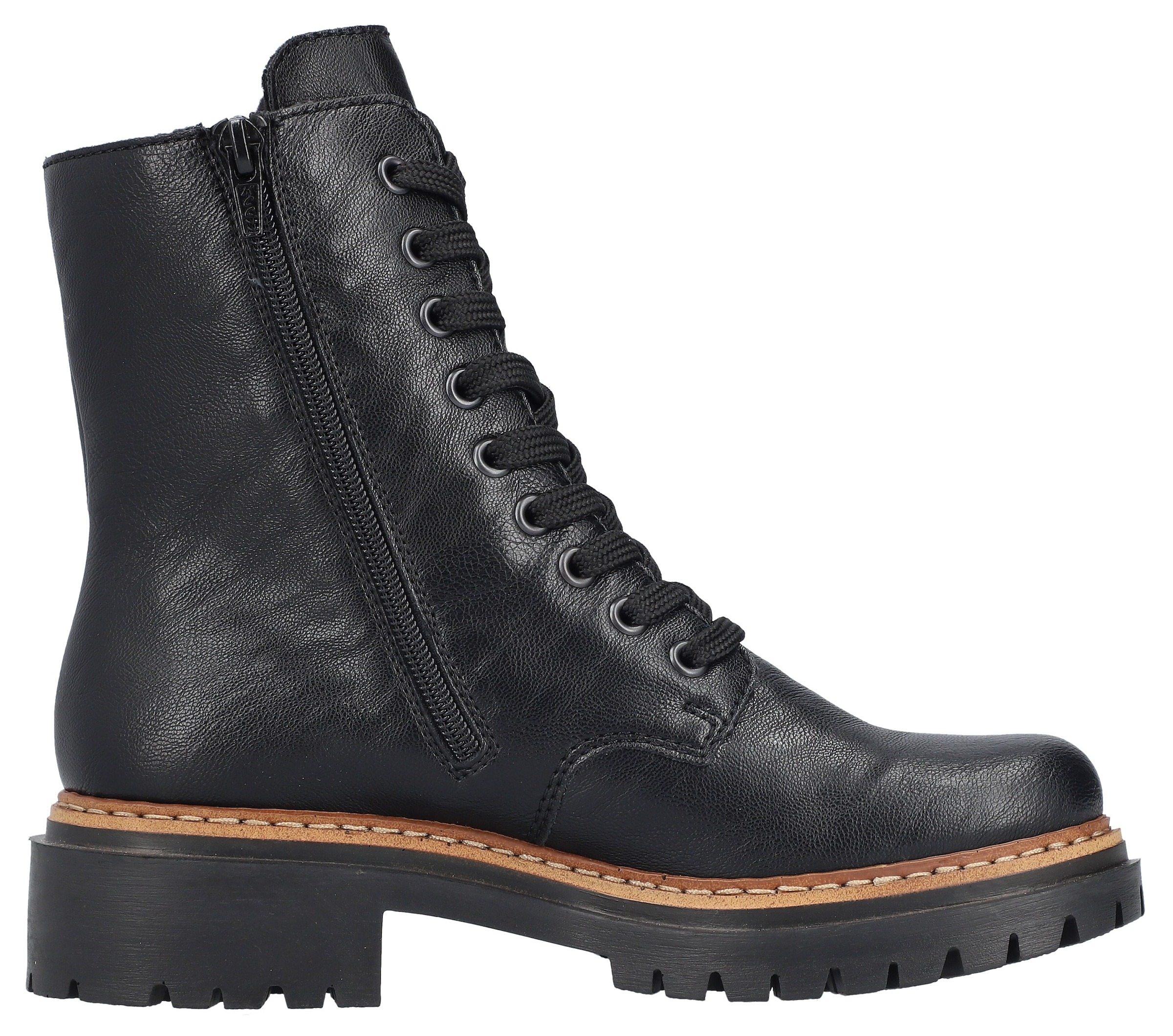 Rieker Schnürstiefelette  , Schnürboots, Blockabsatz, Innenreissverschluss und Nietenverzierung