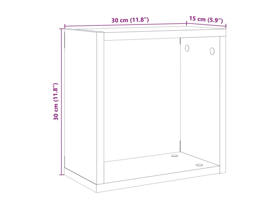 Étagères cube murales 6 pcs vieux bois 30x15x30 cm