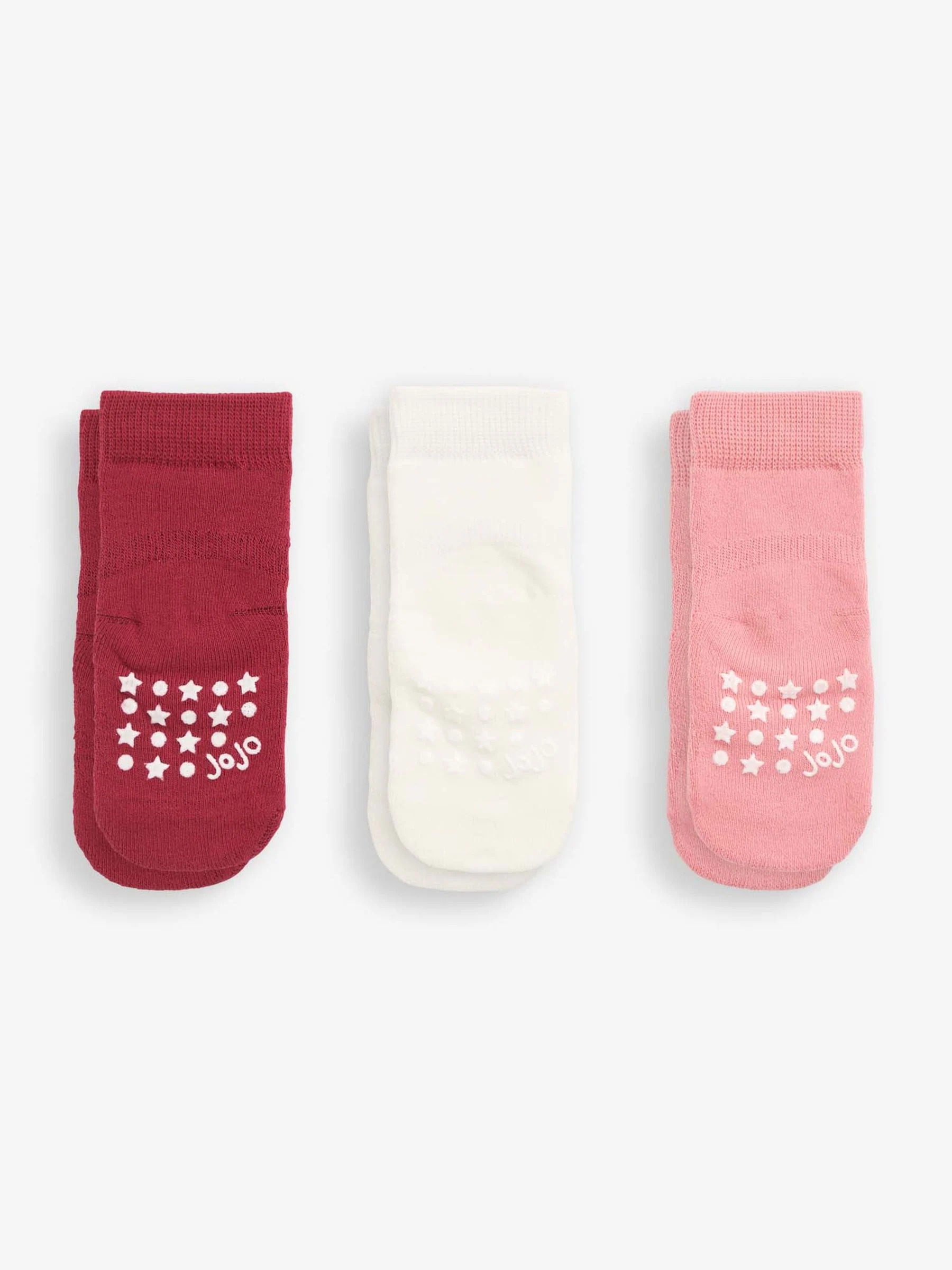 Bessenroze - Jojo Maman Bébé - Set van 3 paar extra dikke sokken
