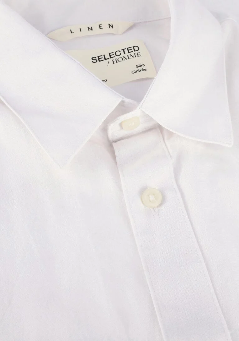 SELECTED HOMME witte selected homme casual overhemd slhslimnew-linen shirts ss classic w