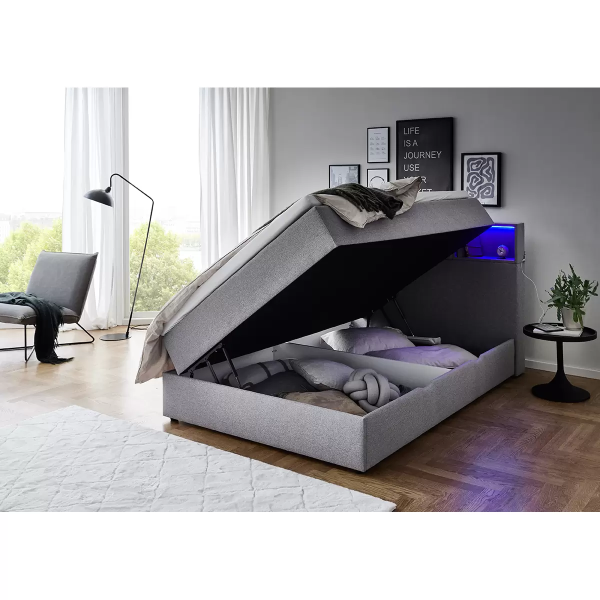 Boxspringbett Caja 140x200 Hellgrau