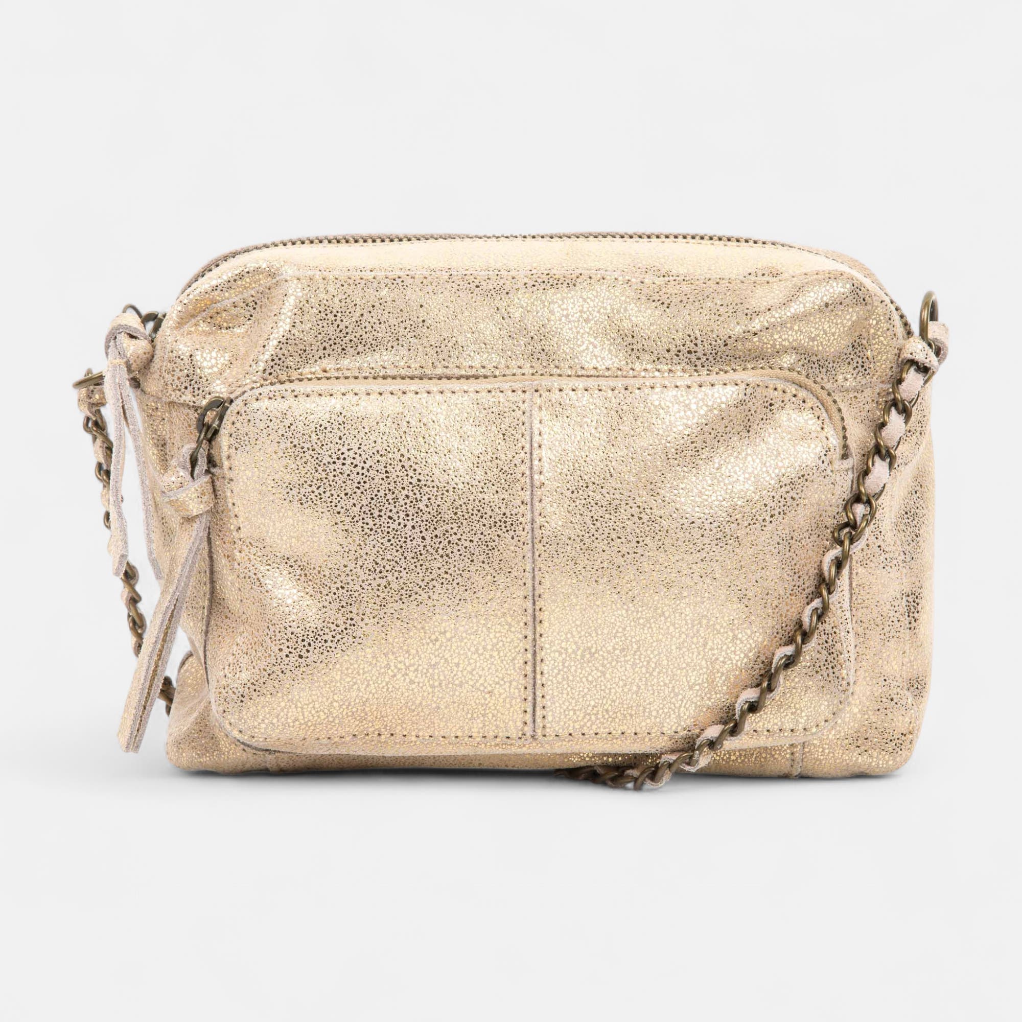 Sac bandoulière en cuir or