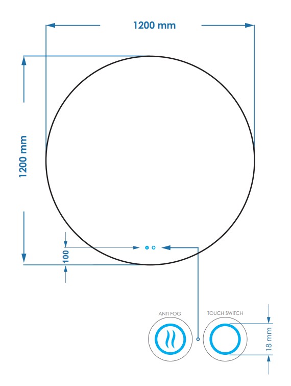 Gliss Design Sol ronde spiegel met LED-verlichting 120cm