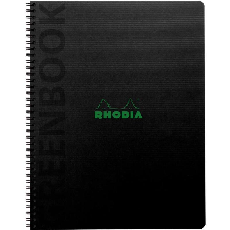 Greenbook cahier recyclé et recyclable en carte souple 350 g/m2 - A4+ 22,5x29,7 cm 160 pages 5/5 perforation 4 trous - Papier Clairefontaine recyclé 90 g/m2 - Noir - New - Noir