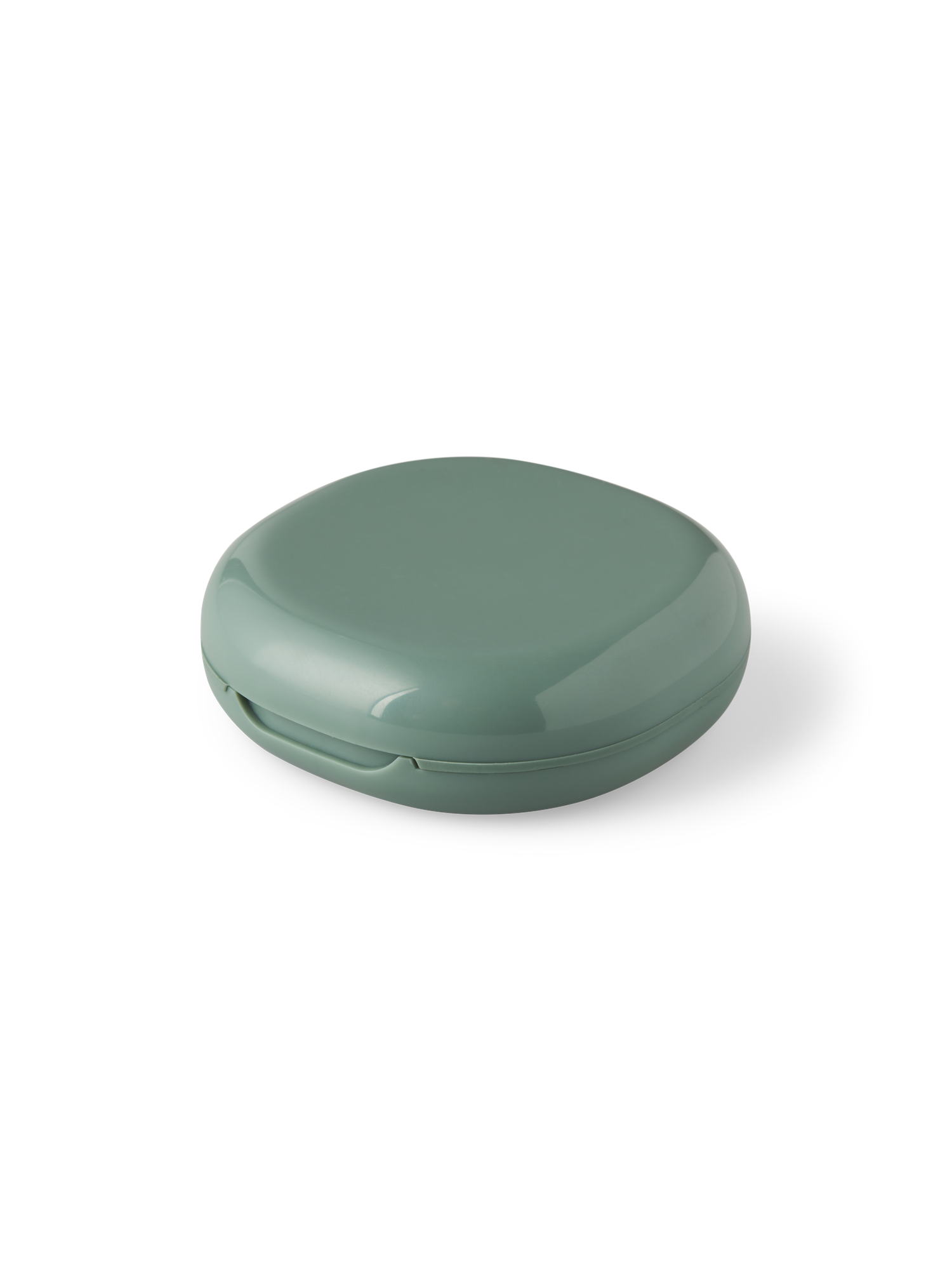 Rejsepilleæske | Polypropylen/silikone. Ø7,5 x 2,5 cm. | Sage Green