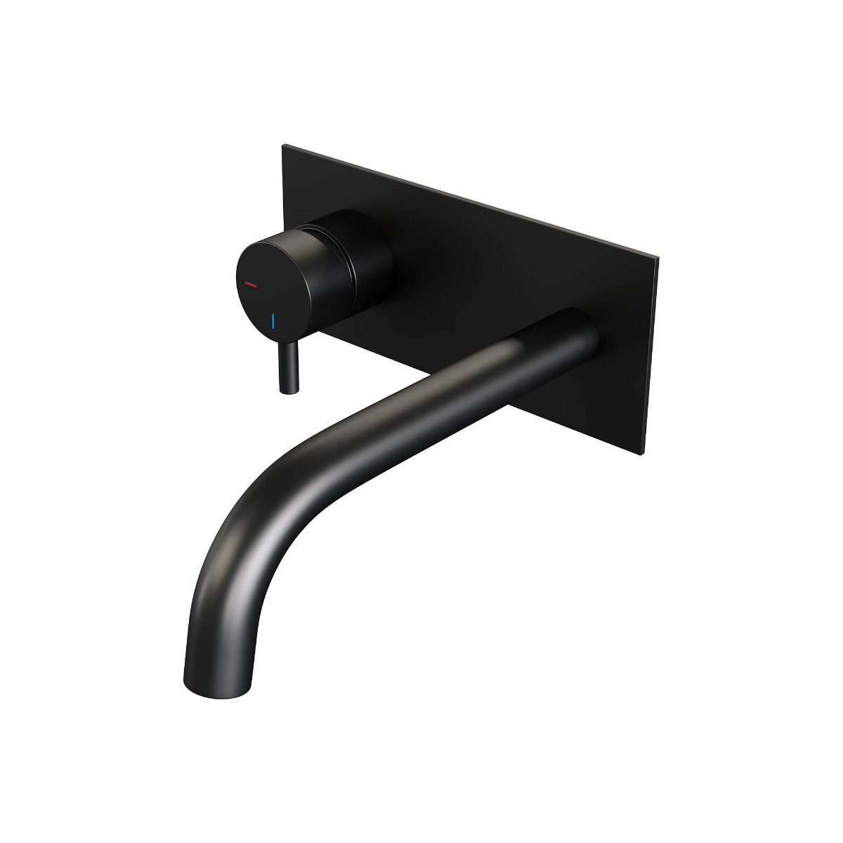Brauer Black Edition ColdStart wastafelkraan inbouw gebogen uitloop met achterplaat model B2 zwart mat