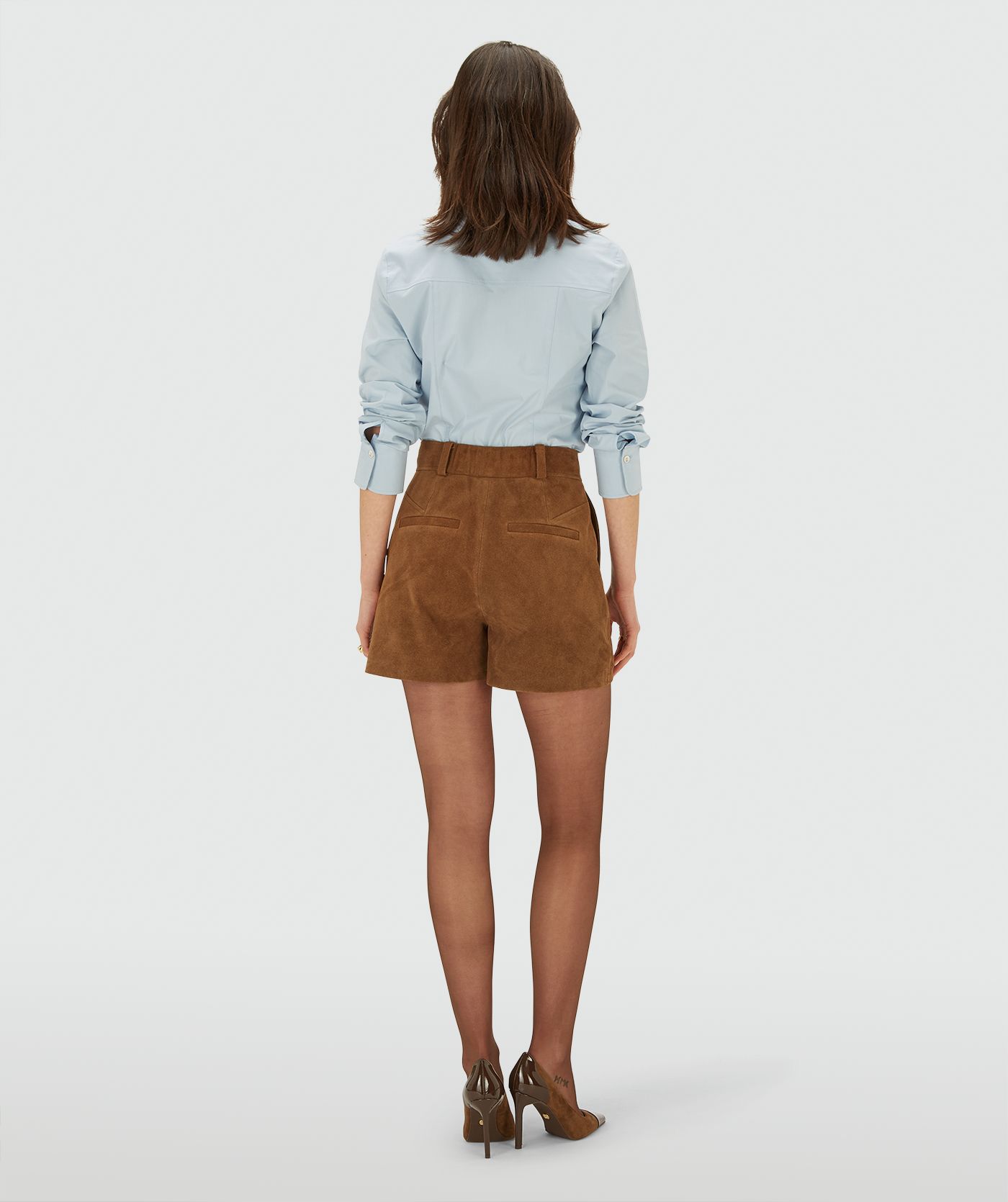 JV-FENELLA high rise shorts van suède - brown