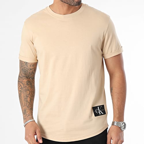 Tee Shirt Oversize Badge Round 3482 Beige