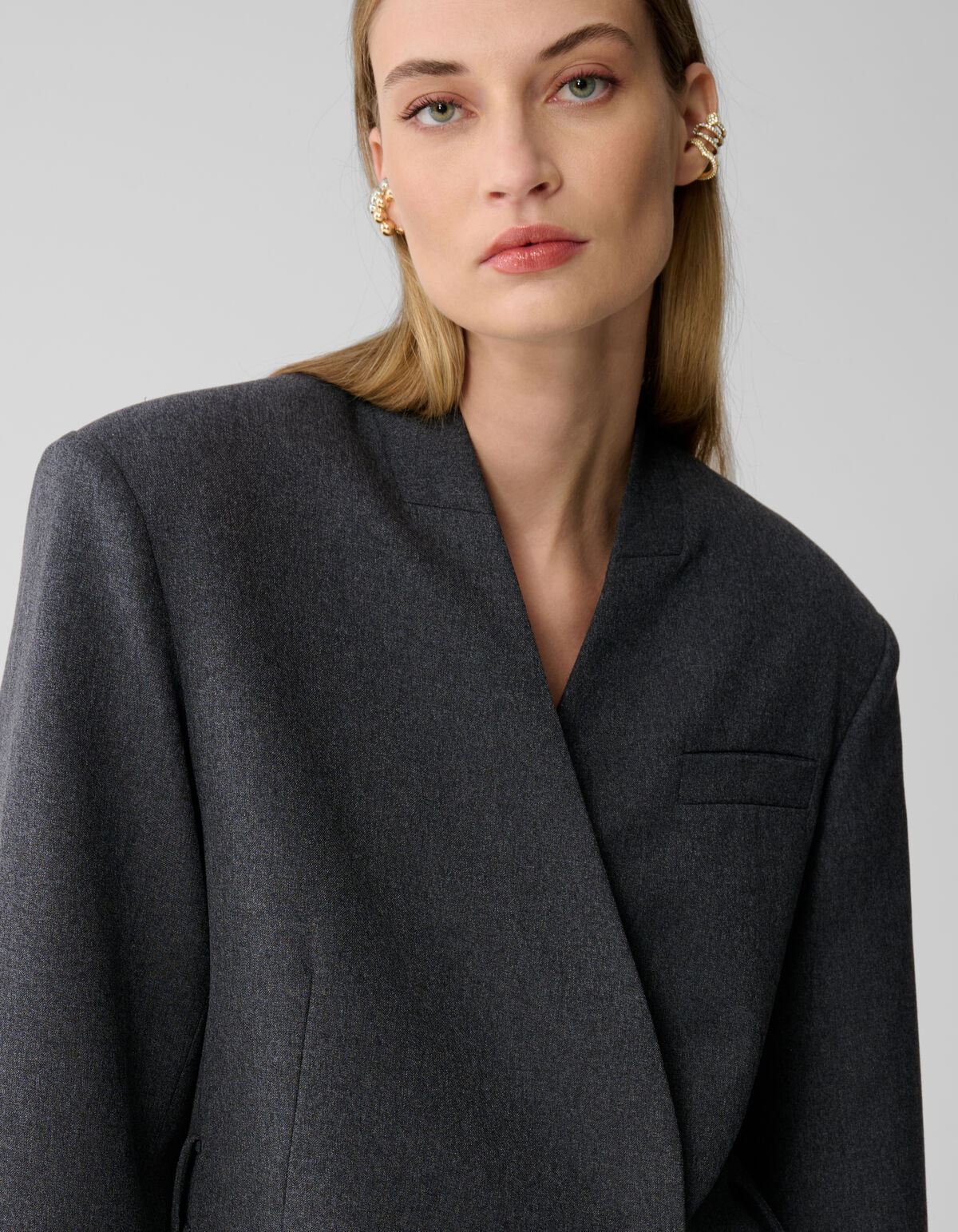 Oversized Wrap Blazer Donkergrijs By Lonneke