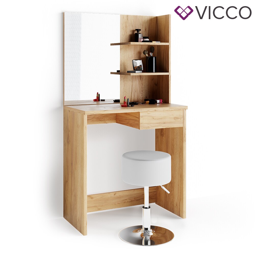VICCO Schminktisch DEKOS Frisiertisch Frisierkommode Kosmetiktisch Eiche Hocker