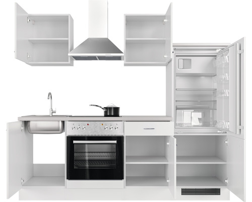 Flex Well keukenblok met apparatuur Wito 220 cm wit mat gedemonteerd, omkeerbare uitvoering 00012361