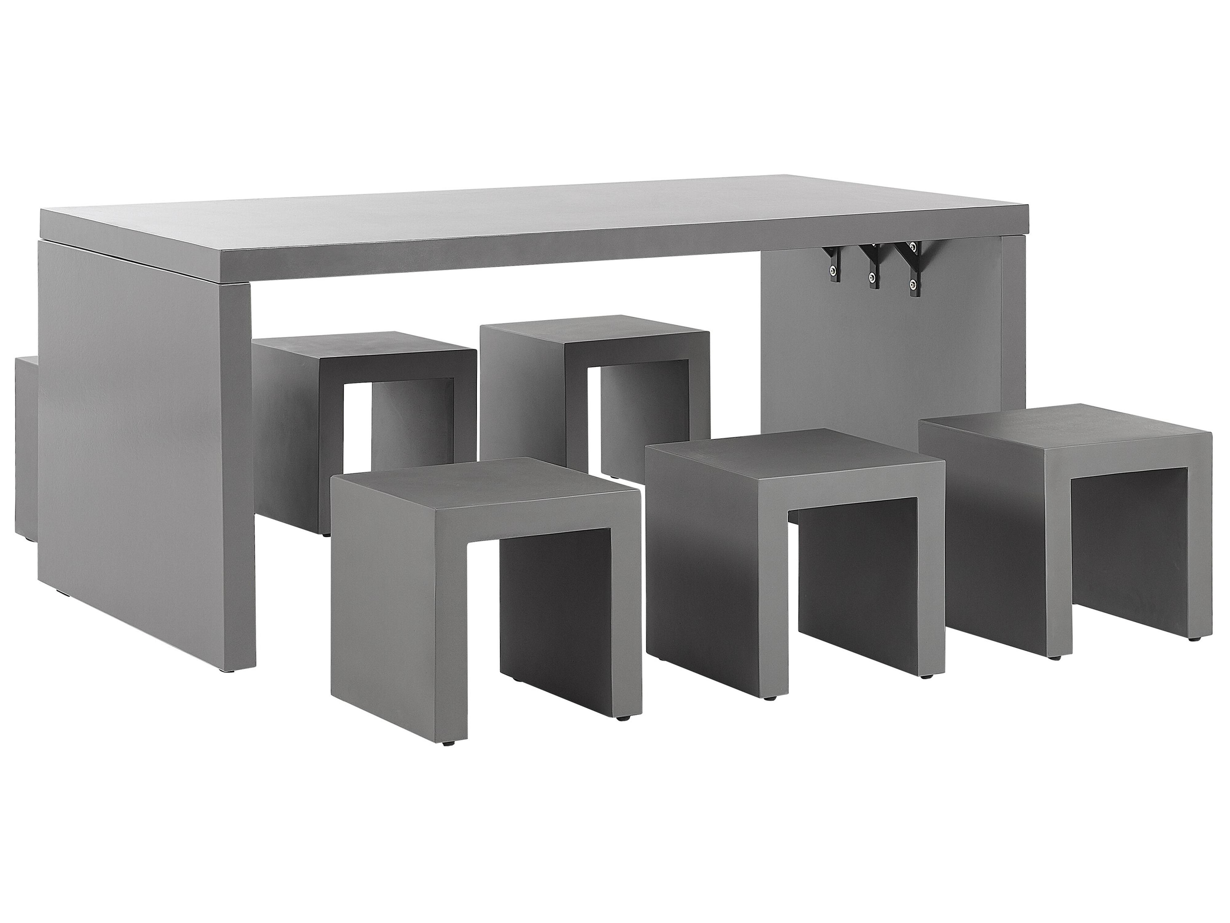 Tuinset met krukken 6-zits TARANTO Beton Grijs