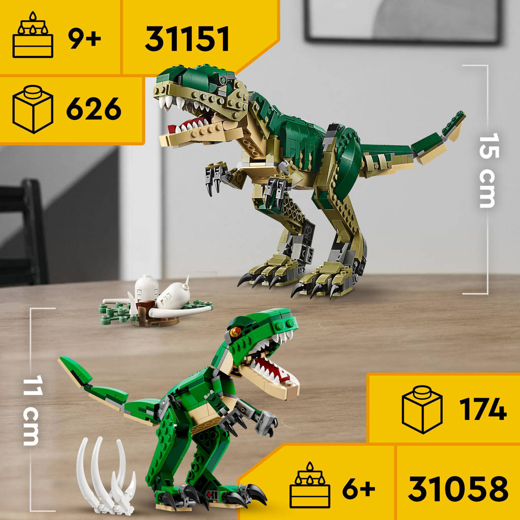 3-in-1 T. rex wordt Triceratops of Pterodactylus Dinosaurus Speelgoed 31151