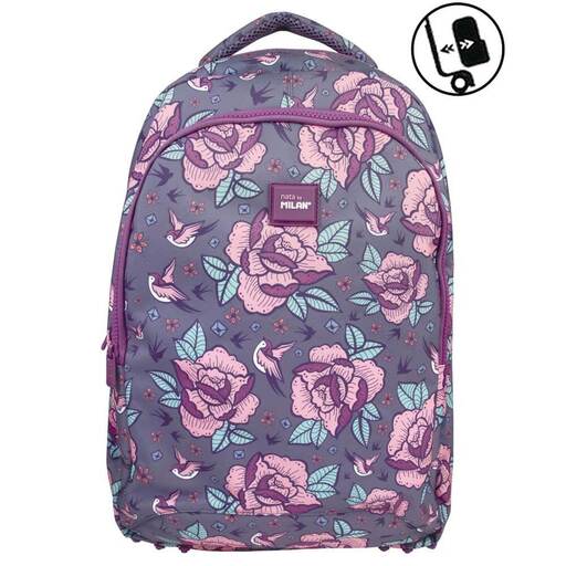 Mochila Adaptável Milan Flowers Rosa Porta Ordenador